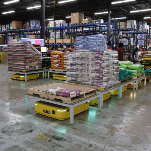 Multiple Liftians AMR robots in warehouse